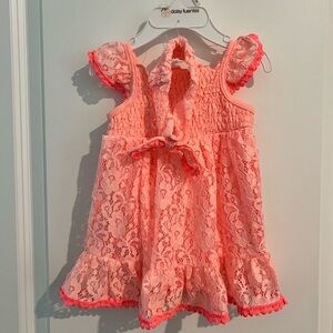 NWT Daisy Fuentes Peach Lace Dress with Matching Headband, Size 3-6 months